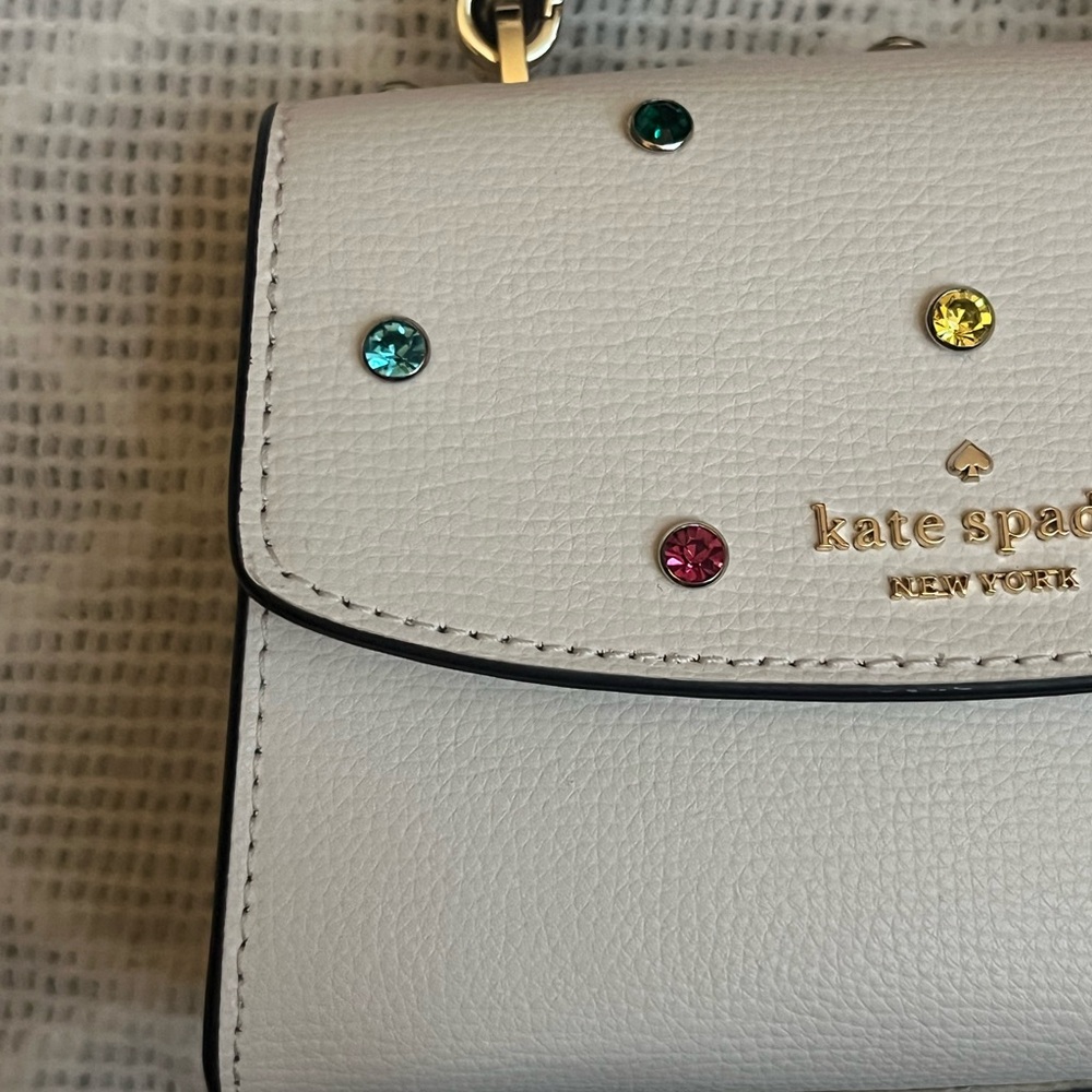Kate Spade Darcy Micro Satchel Studded Festive Cream with Multicolor Accents - Picture 5 of 11